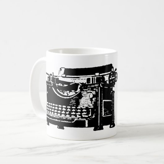 Klar. Ich Text. Schreibmaschine Kaffeetasse (Vorderseite Links)
