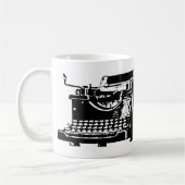 Klar. Ich Text. Schreibmaschine Kaffeetasse (Links)
