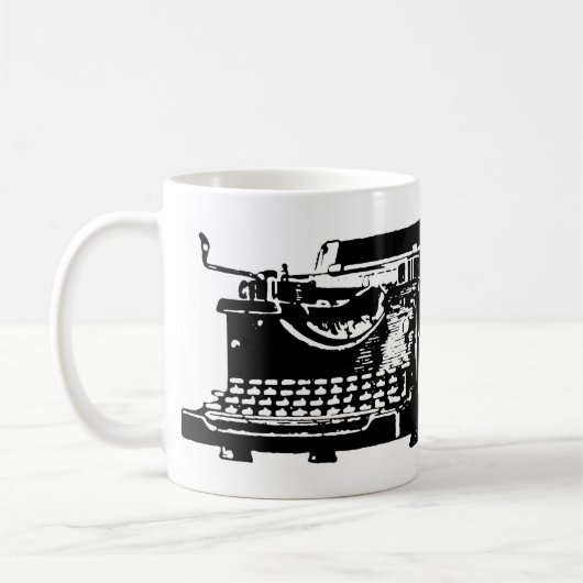 Klar. Ich Text. Schreibmaschine Kaffeetasse (Links)