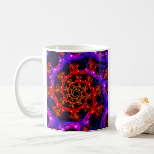 klar | Rote und blaue Fraktal Kunst Kaffeetasse (Mit Donut)