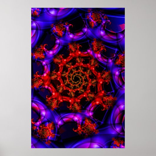 klar | Rote und blaue Fraktal Kunst Poster (Vorne)