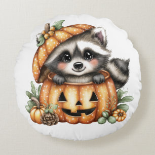 Klar, spielerisch in Pumpkin Rundes Kissen