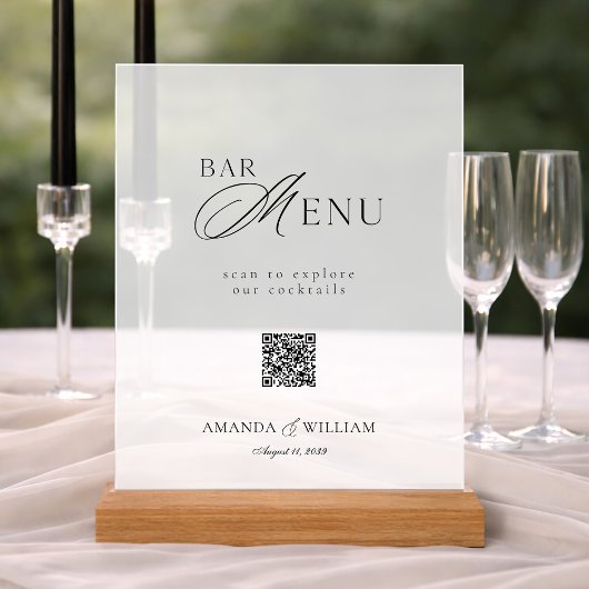 Klare Acryl-QR-Code-Bar-Menü-Tafel Acrylschild