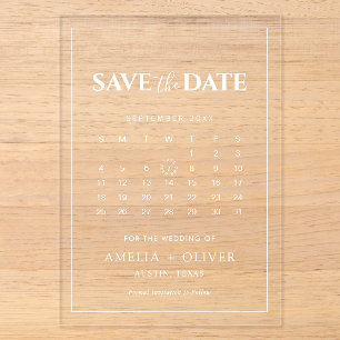 Klare Akryl-Kalender-Minimalist Save-the-Date-Kart Acryleinladungen