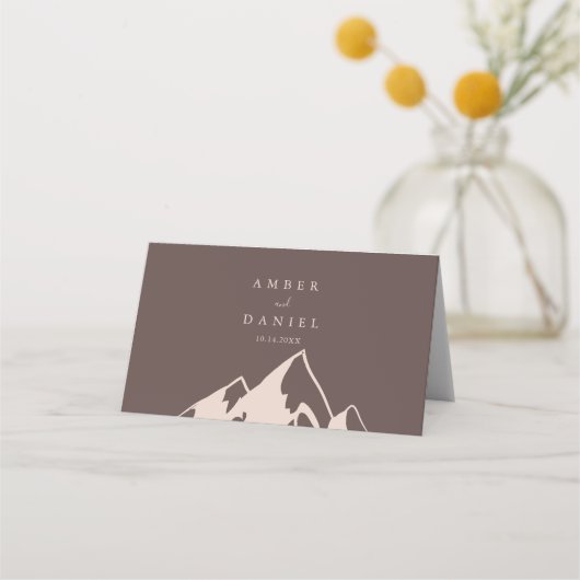 Klare Berglandhochzeit Platzkarte (Rückseite)