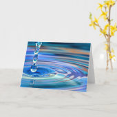 Klare blaue Wassertropfen blühen Karte (Gelbe Blume)