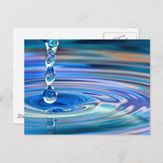 Klare blaue Wassertropfen blühen Postkarte (Vorne/Hinten)