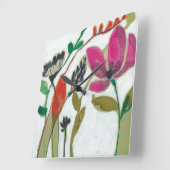 Klare Blumen Quadratische Wanduhr (Winkel)