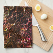 Klare braune Neonspiegelung mit blinkenden Linien Geschirrtuch (Viertel Falte)