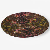 Klare braune Neonspiegelung mit blinkenden Linien Pappteller (Schrägansicht)