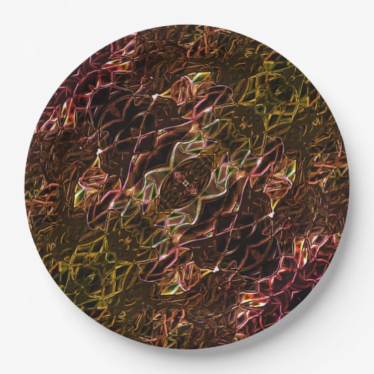 Klare braune Neonspiegelung mit blinkenden Linien Pappteller (Vorderseite)