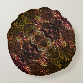 Klare braune Neonspiegelung mit blinkenden Linien Rundes Kissen