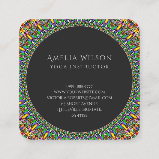 Klare Dschungel-Garten-Mandala Quadratische Visitenkarte (Rückseite)