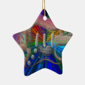 Klare Farbfriedensgitarre - Stern Keramik Ornament (Rechts)