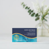 Klare Gewässer Gold Wave Ichthus Fisch Religiöse Visitenkarte (Stehend Vorderseite)