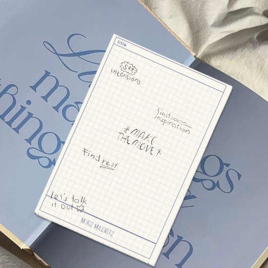 Klare Minimal-Grid-Notizblock mit individuellem Na Post-it Klebezettel