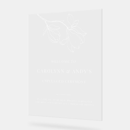 Klare, minimalistische, nicht fixierte Hochzeitsfe Acrylschild (Winkel)