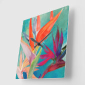 Klare Paradiesvögel Quadratische Wanduhr (Winkel)