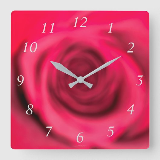 Klare Rose Quadratische Wanduhr (Vorderseite)