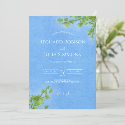 KLARE Save the Date Einladung / Aquarellbaum (Stehend Vorderseite)