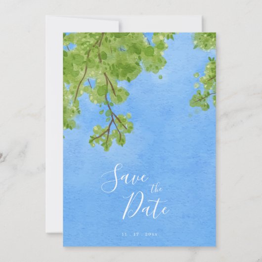 KLARE Save the Date Einladung / Aquarellbaum (Rückseite)