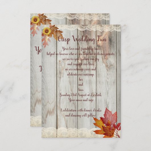 Klare Spaß-Hochzeit Einladung (Vorne/Hinten)