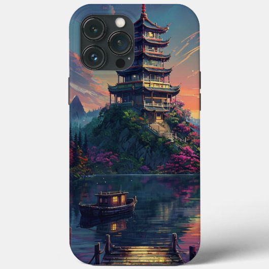 Klare Telefonzelle mit Serene Pagoda & Nature Desi Case-Mate iPhone Hülle (Rückseite)