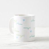 klare Typografie Liebe Tasse mit Namen (Vorderseite Links)