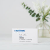 Klare Visitenkarte mit blau (Stehend Vorderseite)