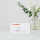 Klare Visitenkarte mit orange (Stehend Vorderseite)
