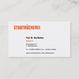 Klare Visitenkarte mit orange