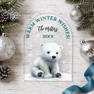 Klare Weihnachtskarte für Baby Eisbär Acryleinladungen