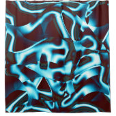 Klare Zyantönen in abstrakten Bändern in dunkelrot Duschvorhang (Vorderseite)