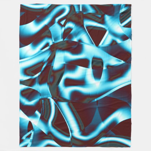 Klare Zyantönen in abstrakten Bändern in dunkelrot Fleecedecke (Vorderseite)