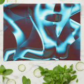 Klare Zyantönen in abstrakten Bändern in dunkelrot Geschirrtuch (Gefaltet)