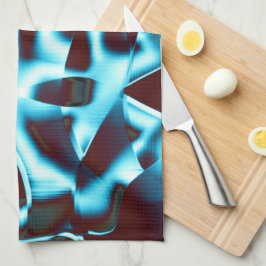 Klare Zyantönen in abstrakten Bändern in dunkelrot Geschirrtuch