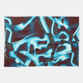 Klare Zyantönen in abstrakten Bändern in dunkelrot Geschirrtuch (Horizontal)