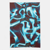 Klare Zyantönen in abstrakten Bändern in dunkelrot Geschirrtuch (Vertikal)