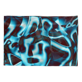 Klare Zyantönen in abstrakten Bändern in dunkelrot Kissenbezug