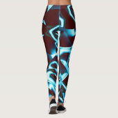 Klare Zyantönen in abstrakten Bändern in dunkelrot Leggings (Rückseite)