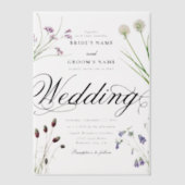 Klarer Akryllische Wildblumen Blumenzehen Pergament Einladungen (Vorderseite)