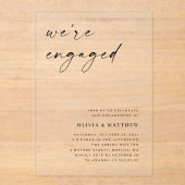 Klarere Minimalistische Engagement-Partei | Modern Acryleinladungen (Vorderseite)