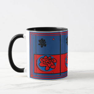 Klares blaues Rot der freundlichen Tasse
