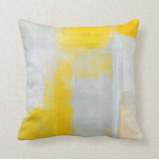"Klares" graues und gelbes abstraktes Kunst-Kissen Kissen