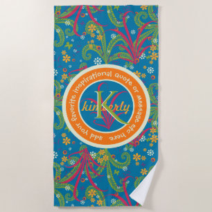 Klares Laub-Sommer-Grün-botanisches Monogramm Strandtuch