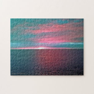 Klares Ozean-Sonnenuntergang-Puzzlespiel Puzzle