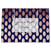 klares Rosengoldmarineblau-Polka-Punktmuster Große Geschenktüte (Vorderseite)