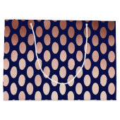 klares Rosengoldmarineblau-Polka-Punktmuster Große Geschenktüte (Rückseite)
