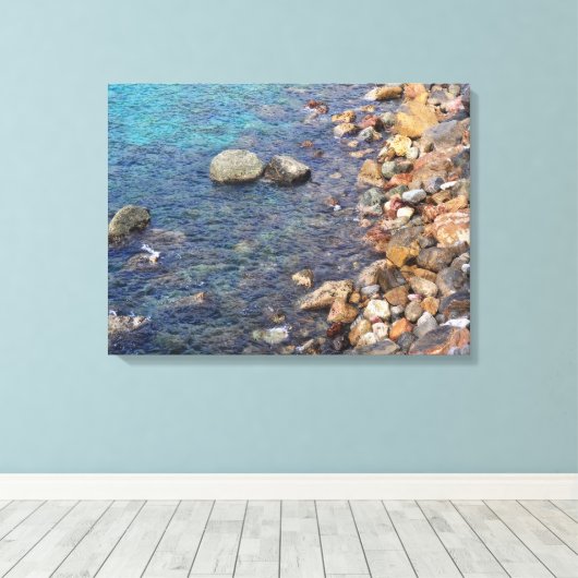 klares Wasser mit Kieselsteinen Leinwanddruck (Insitu (Holzboden))