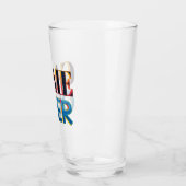 Klarglas mit "Game Over" in fett, farbenfroh  Glas (Links)